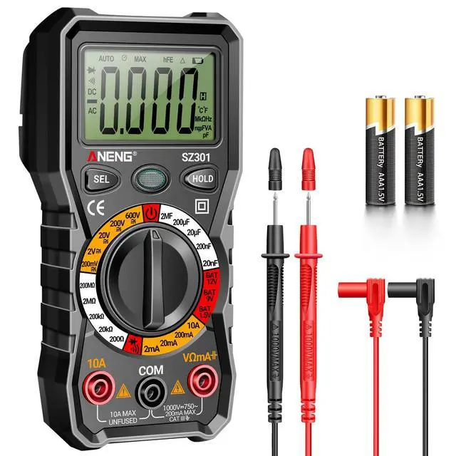 Alt view image 6 of 7 - Digital Multimeter Tester with Amp Ohm Volt Clamp Meter Measures Current, AC/DC Voltage,Capacitance, Resistance, Diodes, Continuity Frequency Backlight Electrican Tools