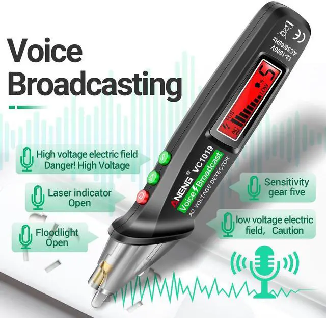Alt view image 6 of 7 - Multimeter Tester,Non Contact Voltage Tester,Amp Ohm Volt Meter,Voice Broadcast Voltage Tester Pen,Measures Current, AC/DC Voltage,Capacitance, Resistance, Continuity Diodes Electrical Tools