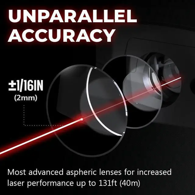 Alt view image 2 of 7 - Saber 131ft (40m) Unbreakable Precision Laser Measuring Tool, Laser Measurement Tool with ft/in/m Measurement Units and 2 Bubble Levels_Class 2 Laser