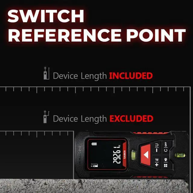Alt view image 4 of 7 - Saber 131ft (40m) Unbreakable Precision Laser Measuring Tool, Laser Measurement Tool with ft/in/m Measurement Units and 2 Bubble Levels_Class 2 Laser