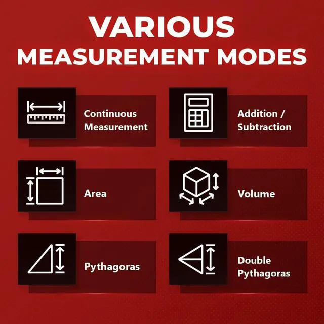 Alt view image 7 of 7 - Saber 131ft (40m) Unbreakable Precision Laser Measuring Tool, Laser Measurement Tool with ft/in/m Measurement Units and 2 Bubble Levels_Class 2 Laser