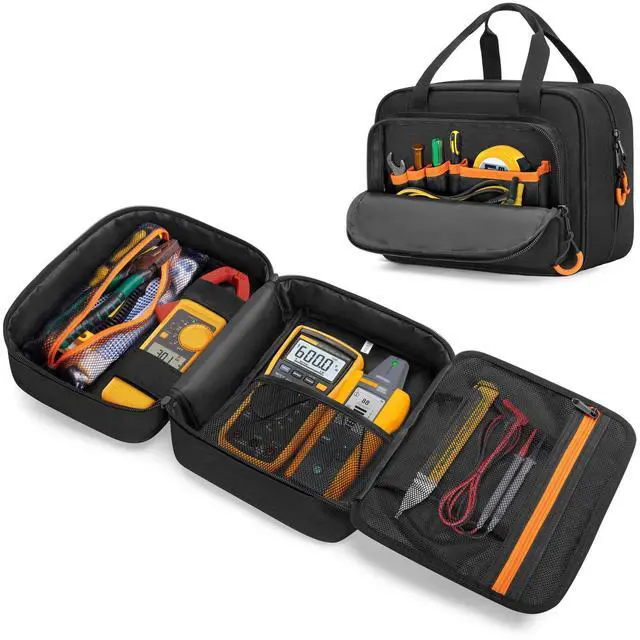 Main image of Carrying Bag Compatible with Fluke Digital Multimeter/325 Clamp Multimeter, Electric Tester Tool Storage Bag with Multiple Pockets for Electrician (Bag Only)