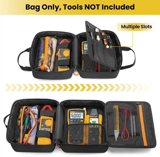 Alt view image 3 of 7 - Carrying Bag Compatible with Fluke Digital Multimeter/325 Clamp Multimeter, Electric Tester Tool Storage Bag with Multiple Pockets for Electrician (Bag Only)