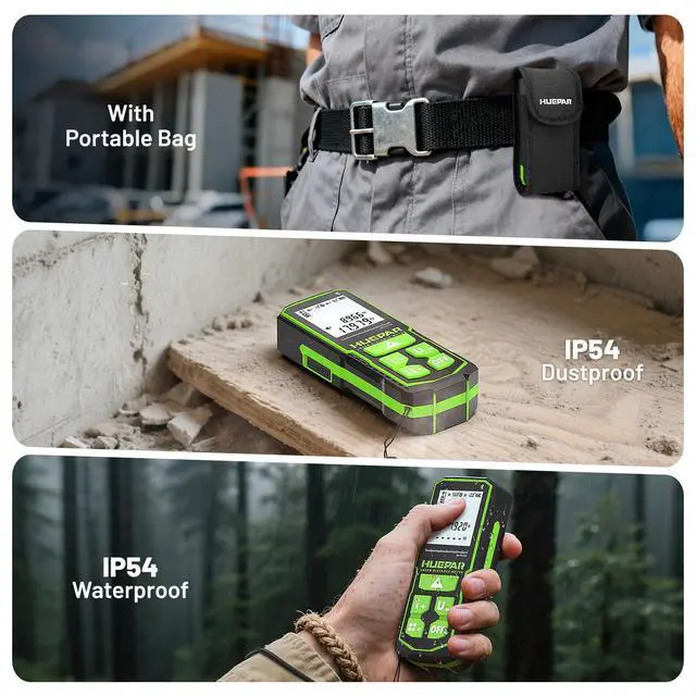 Alt view image 7 of 7 - 395FT Bluetooth Green Laser Measuring Tool with 60" Tripod, 1/16in Accuracy Laser Distance Measurement Tool, Digital Laser Room Measuring Device, Laser Distance Meters