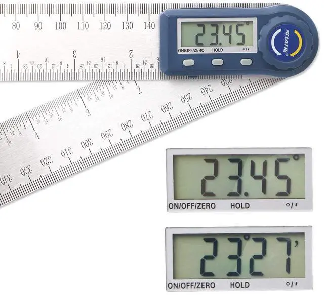 Alt view image 2 of 7 - Digital Angle Finder,2 in 1 Digital Protractor, 7 inch / 200mm Stainless Steel Digital Angle Ruler with Zeroing and Locking Function