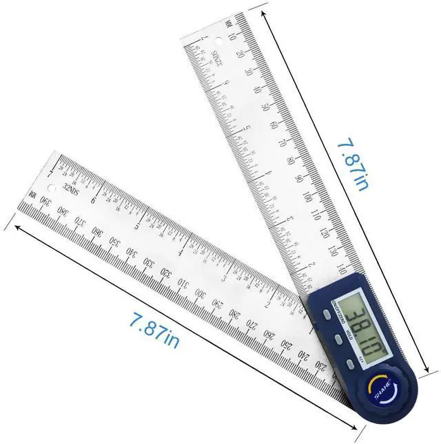 Alt view image 3 of 7 - Digital Angle Finder,2 in 1 Digital Protractor, 7 inch / 200mm Stainless Steel Digital Angle Ruler with Zeroing and Locking Function