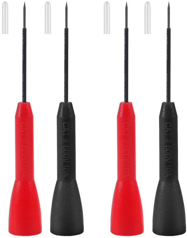 Main image of 4 Pack 2mm Extended Needle Test Probes, 600V/10A Non-Destructive Insulation Wire Piercing Needle Stainless Steel Extra Thin Electrical Needle multimeter Probe for Fluke Meter Test Lead