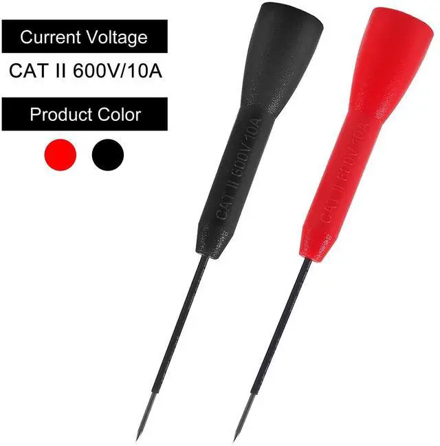 Alt view image 3 of 7 - 4 Pack 2mm Extended Needle Test Probes, 600V/10A Non-Destructive Insulation Wire Piercing Needle Stainless Steel Extra Thin Electrical Needle multimeter Probe for Fluke Meter Test Lead