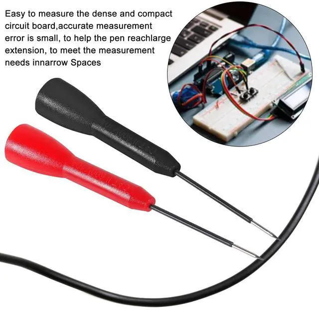 Alt view image 4 of 7 - 4 Pack 2mm Extended Needle Test Probes, 600V/10A Non-Destructive Insulation Wire Piercing Needle Stainless Steel Extra Thin Electrical Needle multimeter Probe for Fluke Meter Test Lead