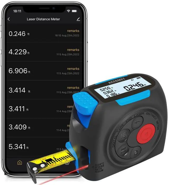 Main image of DT30 Digital Tape Measure, 130ft Laser Distance Meter and 16ft Auto-Lock Measuring Tape, Smart App Sync for Floor Planning, ±1/16" High Precision, 2" Backlit LCD, USB-C Rechargeable, IP54