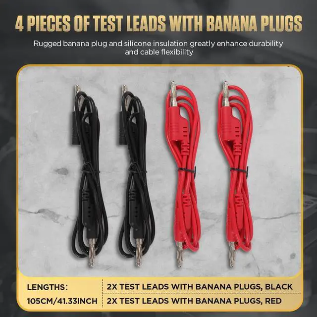Alt view image 3 of 7 - 68PCS Multimeter Test Leads Kit, Test Leads with Replaceable Wire Piercing Probes, 32A/1000V Alligator Clips, Banana Plug Adapters, Jumpers, Extension Male to Female Connector 4mm Banana Plug