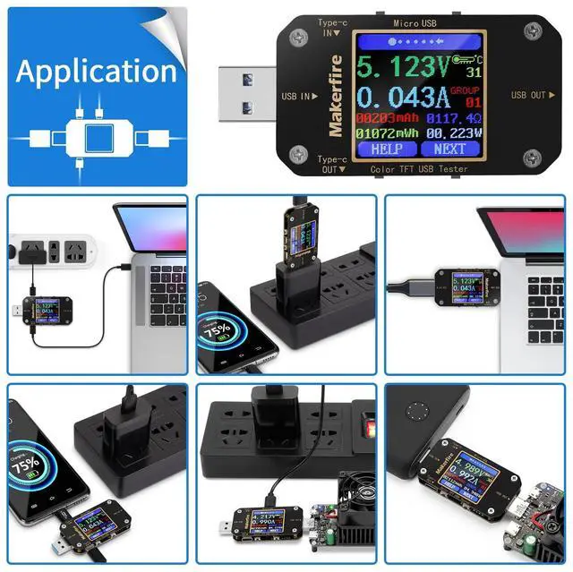 Alt view image 6 of 7 - USB Multimeter USB Voltmeter Ammeter Load Tester USB Voltage Current PD Battery Power Capacity Charger Type C Meter Tester LCD Display Cable Resistance QC2.0/3.0/4.0 N10 1.44 Inch Screen