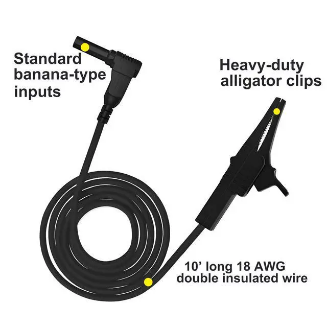 Alt view image 4 of 6 - Heavy Duty Alligator Clips Test Leads for Multimeter & Voltmeter - Large Gator Test Lead with Insulated Clamps - Alligator Clips Electrical Testing, Automotive Circuits,Banana Plug Meter Leads, 3 Ft