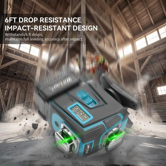 Alt view image 5 of 7 - Laser Level with Tripod, 4x360° Self Leveling ±4° Laser Level, Remote Control 4D Green 16 Line Laser Leveler Tool for Woodworking&Renovation, with 2x4800mAh Li-ion Batteries&Hard Carry Case