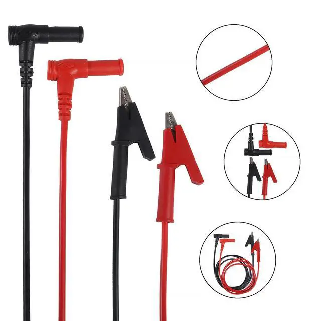 Alt view image 3 of 7 - 2pcs Multimeter Test Leads Banana Plug Right Angle to Alligator Clips Soft Test Cable Wires for Electrical Testing 3.3ft / 1m