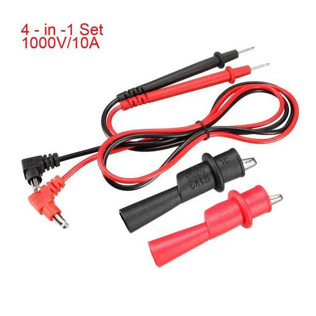 Alt view image 2 of 6 - Test Leads, Digital Multimeter Probes Tester Electric Test Probe with Alligator Clips 10A 1000V 4-in-1 Set