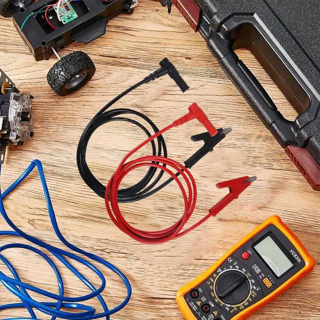 Alt view image 4 of 7 - 2pcs Multimeter Test Leads Banana Plug Right Angle to Alligator Clips Soft Test Cable Wires for Electrical Testing 3.3ft / 1m