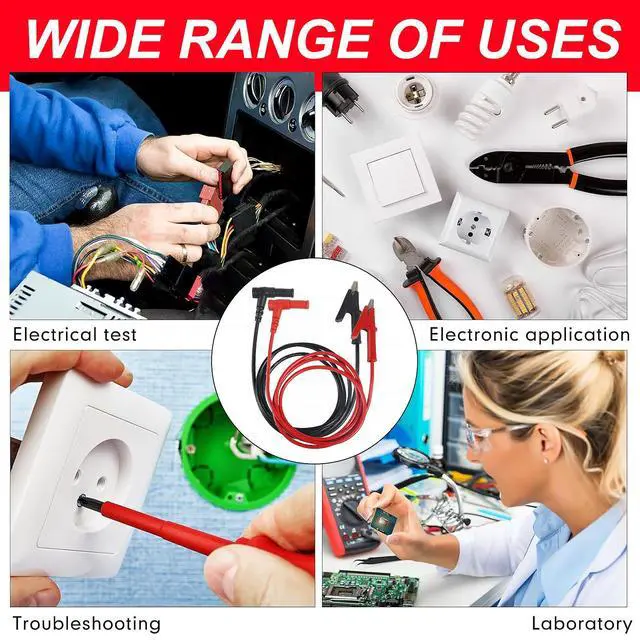 Alt view image 6 of 7 - 2pcs Multimeter Test Leads Banana Plug Right Angle to Alligator Clips Soft Test Cable Wires for Electrical Testing 3.3ft / 1m