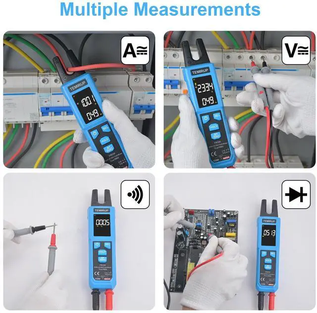 Alt view image 5 of 7 - Digital Clamp Meter Multimeter with U-Shaped Jaw for AC/DC Current & Voltage, Auto-ranging 4000 Counts Voltage Tester with Large LCD Backlight, Measuring Temperature Continuity Diode NCV