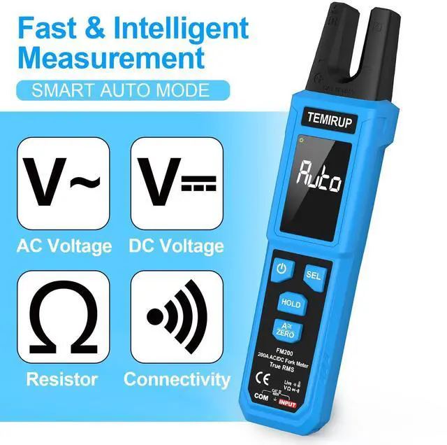 Alt view image 6 of 7 - Digital Clamp Meter Multimeter with U-Shaped Jaw for AC/DC Current & Voltage, Auto-ranging 4000 Counts Voltage Tester with Large LCD Backlight, Measuring Temperature Continuity Diode NCV