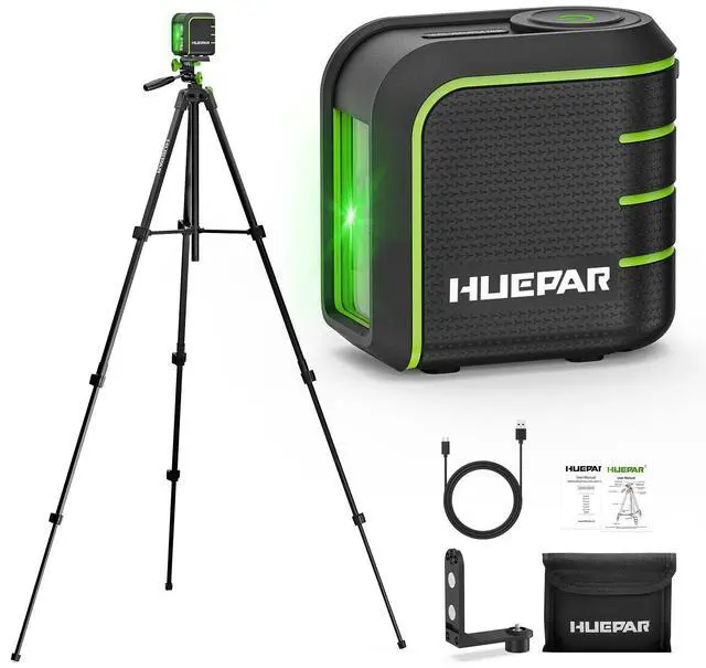 Main image of Laser Level with 60" Tripod, Rechargeable, Self Leveling Lazer Leveler Tool, Green Cross Lines,10H Runtime, Pulse Mode up to 165 ft, IP54 for DIY, Tile, Cabinet U011G, Fathers Day Dad Gifts
