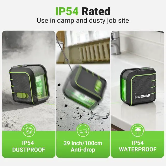 Alt view image 5 of 7 - Laser Level with 60" Tripod, Rechargeable, Self Leveling Lazer Leveler Tool, Green Cross Lines,10H Runtime, Pulse Mode up to 165 ft, IP54 for DIY, Tile, Cabinet U011G, Fathers Day Dad Gifts