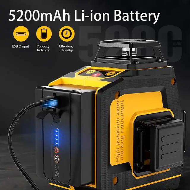 Alt view image 5 of 7 - Laser Level 360 Self Leveling, Rechargeable (Up to 37H) 4D Lazer Leveler Tool Kit, 16 Lines Green Leveler Tool Rechargeable/Stepless Dimming/Remote Control/Switchable for Home & Outdoor