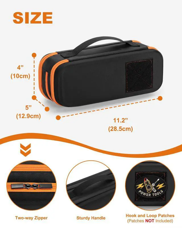 Alt view image 5 of 7 - Hard Tool Carrying Case Compatible with Klein Tools 80101/ET310 AC Circuit Breaker Finder, Fluke Digital Multimeter/325 Clamp Multimeter, Electric Tester Bag with Zipper, Black (Empty Bag)