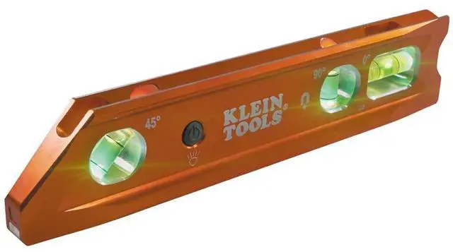 Main image of 935RBLT Level, 9-Inch Lighted Torpedo Level with Magnet, 0/45/90 Degree Vials and V-Groove, Water and Impact Resistant, High-Visibility