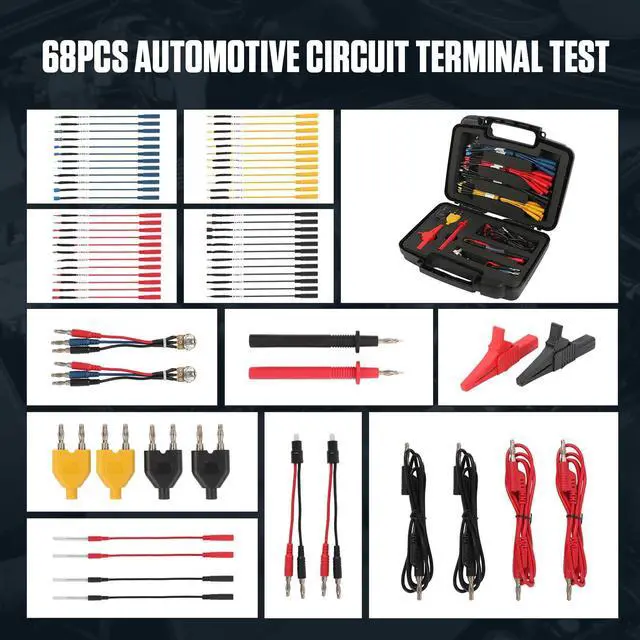Alt view image 2 of 6 - 68 PCS Automotive Circuit Test Lead Kit,Multimeter Test Leads Set,Electrical Breakout Leads Automotive Kit with Terminals,Alligator Clip,Acicular Probe,Banana Plug Adapters,Volt Meter Lead