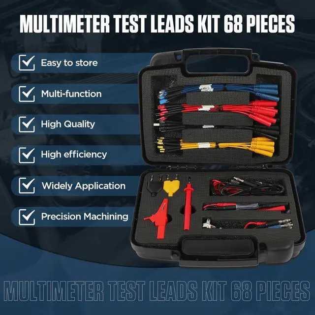 Alt view image 5 of 6 - 68 PCS Automotive Circuit Test Lead Kit,Multimeter Test Leads Set,Electrical Breakout Leads Automotive Kit with Terminals,Alligator Clip,Acicular Probe,Banana Plug Adapters,Volt Meter Lead