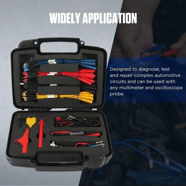 Alt view image 6 of 6 - 68 PCS Automotive Circuit Test Lead Kit,Multimeter Test Leads Set,Electrical Breakout Leads Automotive Kit with Terminals,Alligator Clip,Acicular Probe,Banana Plug Adapters,Volt Meter Lead