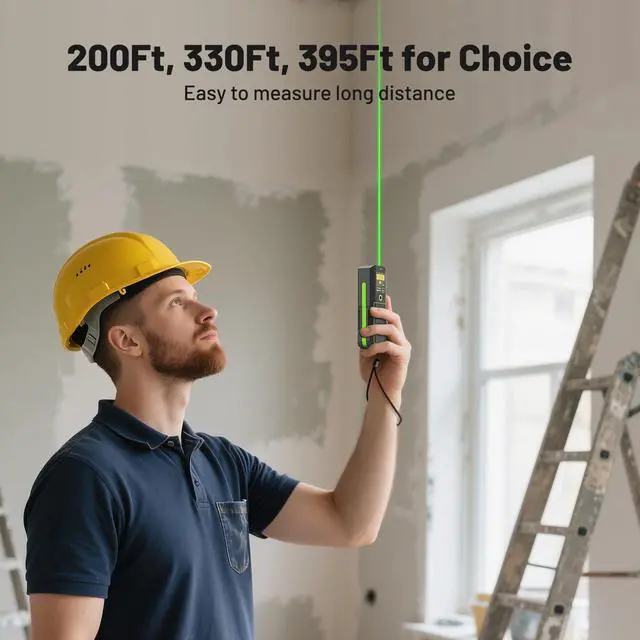 Alt view image 2 of 7 - 330Ft Green Laser Measuring Tool with APP Control, 5 Years Warranty, Rechargeable Bluetooth Distance Meter, ±1/16" High Accuracy, Angle Sensor, Multiple Modes, IP54, for Home & Construction