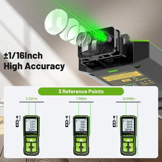 Alt view image 6 of 7 - Professional Bluetooth Laser Measuring Tool with APP, 200ft, Fathers Day Dad Gifts, ±1/16" High Accuracy, Rechargeable Green Beam Laser Distance Meter, IP54 Durable for Home & Construction