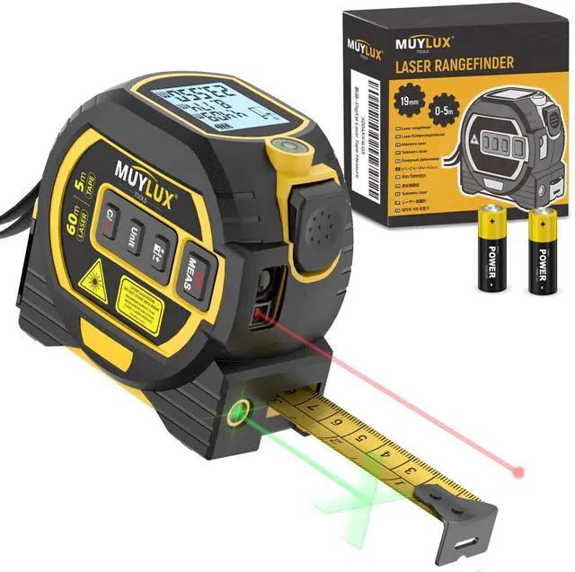 Main image of 3-in-1 Laser Tape Measure, Digital Tape Measure with Laser Distance Measuring Tool, LCD Display, Electronic Measuring Tape for Home, Construction and Engineering, laserpower<1mW