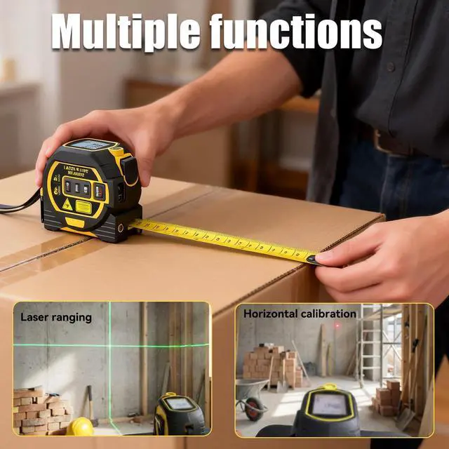 Alt view image 7 of 7 - 3-in-1 Laser Tape Measure, Digital Tape Measure with Laser Distance Measuring Tool, LCD Display, Electronic Measuring Tape for Home, Construction and Engineering, laserpower<1mW