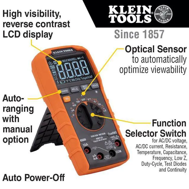 Alt view image 3 of 7 - MM720 Digital Multimeter, Auto-Ranging TRMS, Low Impedance (LoZ), 1000V AC/DC Voltage, 10A AC/DC Current, 60 MOhms Resistance