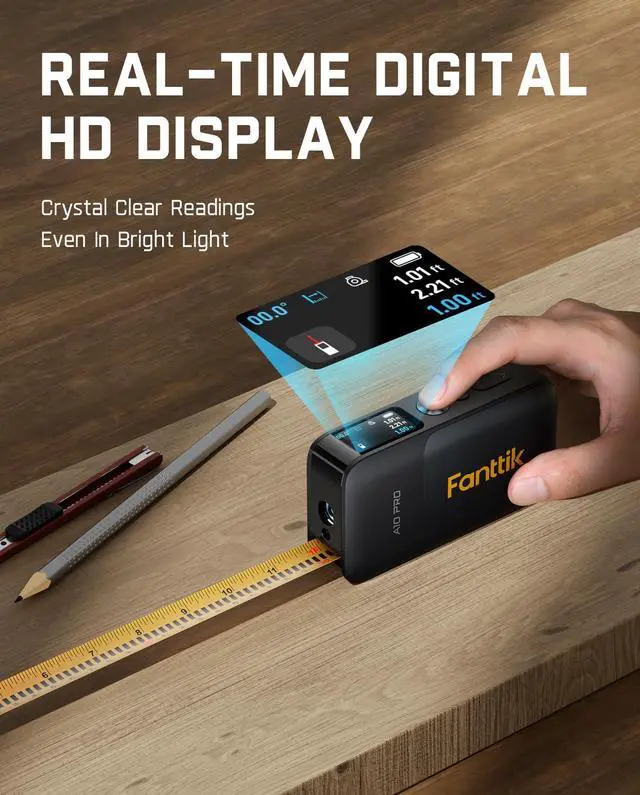 Alt view image 2 of 2 - A10 Pro 2-in-1 Digital Laser Tape Measure with HD IPS Color Display, 165Ft Rechargeable Laser Measurement Tool & 9.8Ft Measuring Tape, 6 Units Selectable, for Distance/Area/Volume