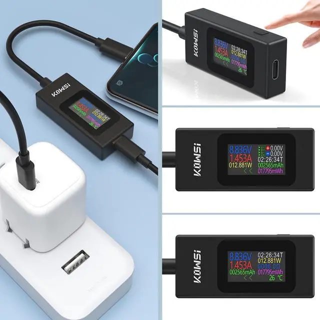 Alt view image 3 of 7 - USB C Tester Power Meter 4-30V 0-6.5A Digital Multimeter, Type C Voltage and Current Tester Meter, Power Capacity, Working Time Ammeter Voltmeter USB Cable Charger Detector (Classic Version)