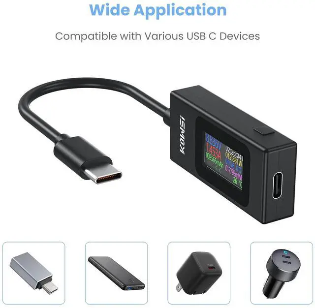 Alt view image 5 of 7 - USB C Tester Power Meter 4-30V 0-6.5A Digital Multimeter, Type C Voltage and Current Tester Meter, Power Capacity, Working Time Ammeter Voltmeter USB Cable Charger Detector (Classic Version)