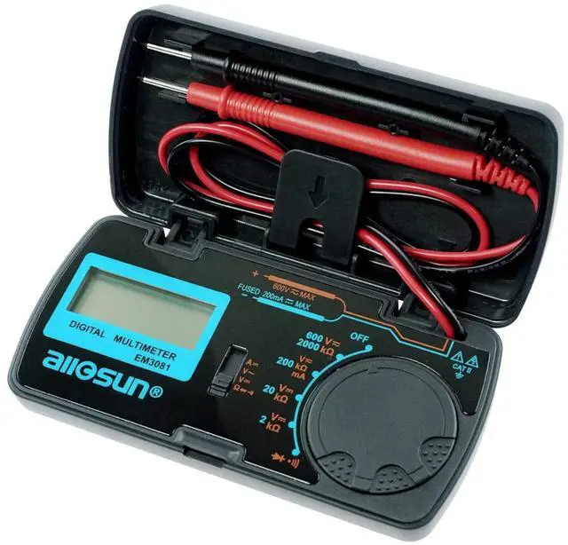 Main image of Manual Range Mini Digital Multimeter 6 Functions Handheld Folding Voltmeter 3-1 2 Digit Pocket DMM DC/AC DC Ammeter Ohm Continuity Diode Tone Tester EM3081
