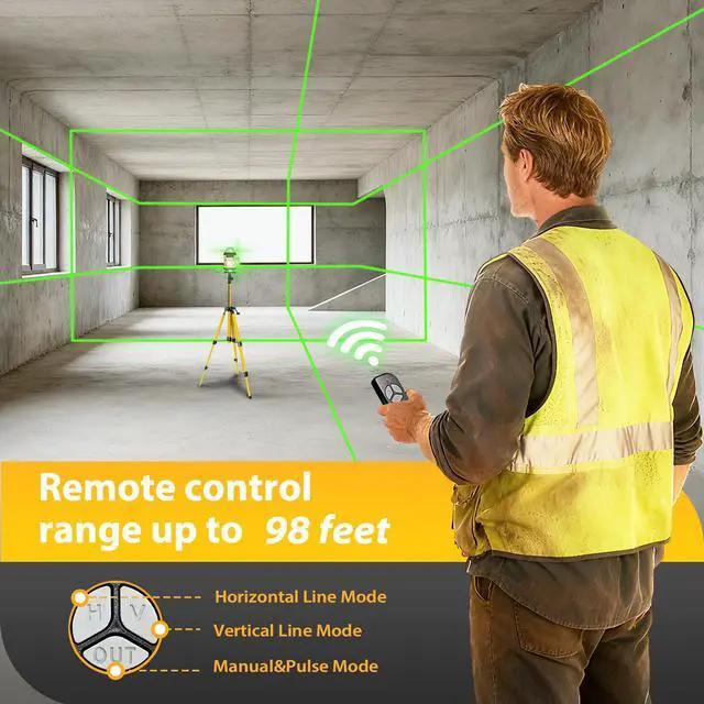 Alt view image 3 of 6 - Laser Level - Laser Level 360 Self Leveling with Tripod, 4 x 360 Lazer Leveler Tool Green Line Laser for Ground Leveling, 16 Line Laser Level for Picture Hanging, Measuring, Construction