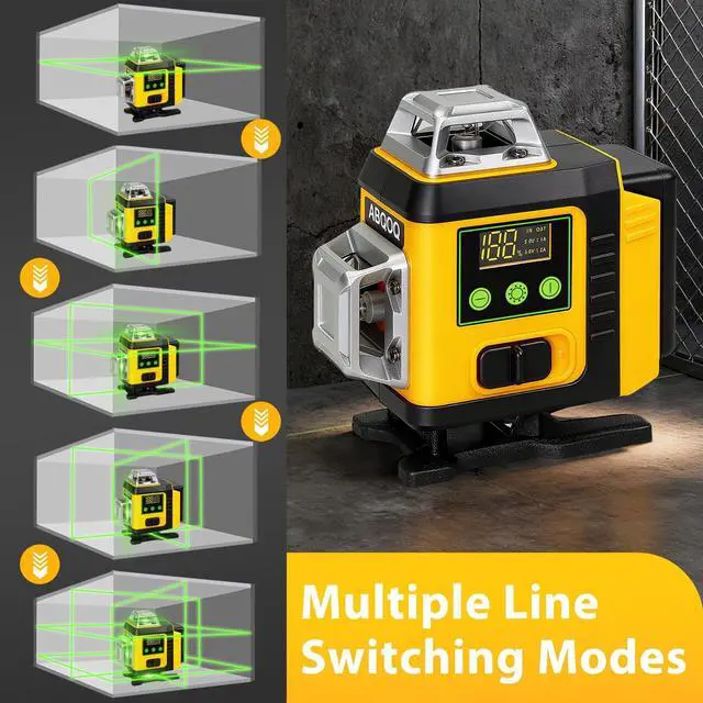 Alt view image 2 of 6 - Laser Level - Laser Level 360 Self Leveling with Tripod, 4 x 360 Lazer Leveler Tool Green Line Laser for Ground Leveling, 16 Line Laser Level for Picture Hanging, Measuring, Construction