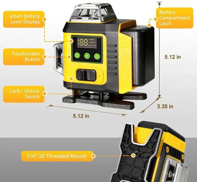 Alt view image 6 of 6 - Laser Level - Laser Level 360 Self Leveling with Tripod, 4 x 360 Lazer Leveler Tool Green Line Laser for Ground Leveling, 16 Line Laser Level for Picture Hanging, Measuring, Construction