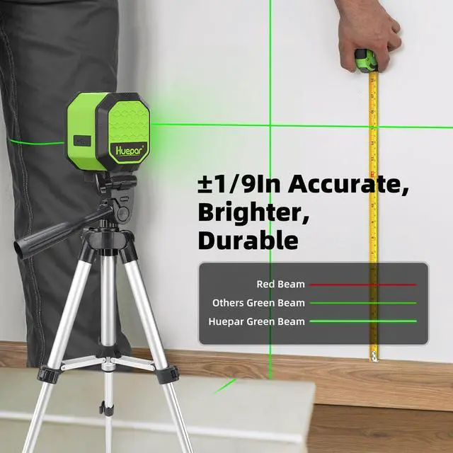 Alt view image 5 of 6 - Laser Level with 25.6in Tripod, Fathers Day Dad Gifts, 100Ft Self Leveling Laser Level Rechargeable Green Cross Line Laser Leveler Tool for Picture Hanging, Tile, Home Renovation, Carry Bag