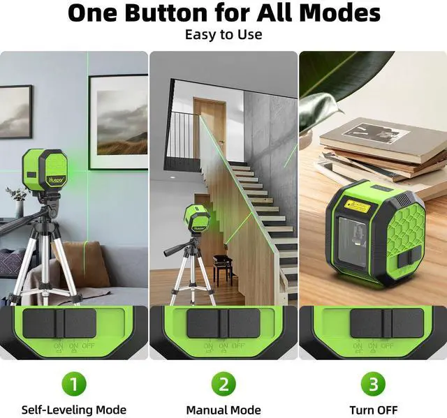 Alt view image 3 of 6 - Laser Level with 25.6in Tripod, Fathers Day Dad Gifts, 100Ft Self Leveling Laser Level Rechargeable Green Cross Line Laser Leveler Tool for Picture Hanging, Tile, Home Renovation, Carry Bag