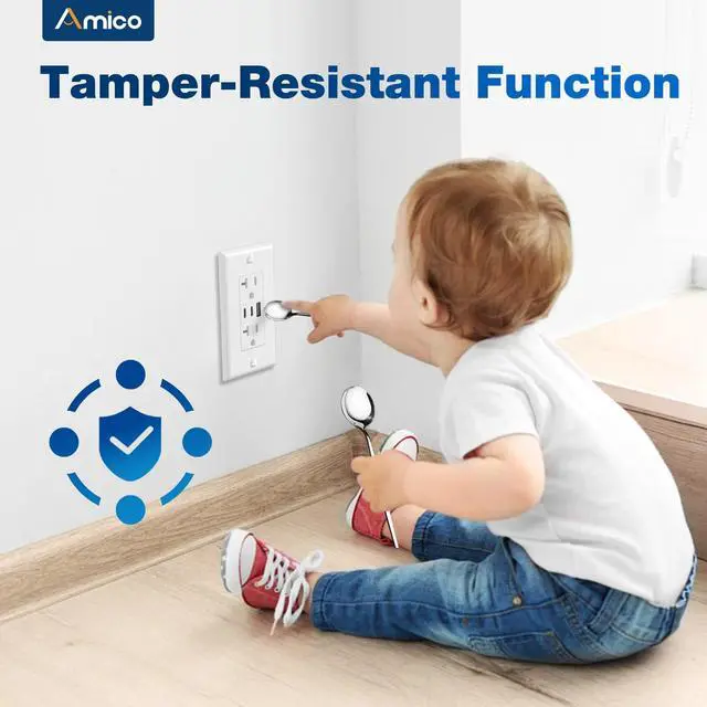 Alt view image 4 of 7 - 6.0A USB Outlet 12 Pack, 3-Port 30W Wall Outlets with 2 Type C & 1 Type A, 20 Amp Receptacle Plug, Tamper Resistant Receptacle, Wall Plate Included, ETL Listed, White