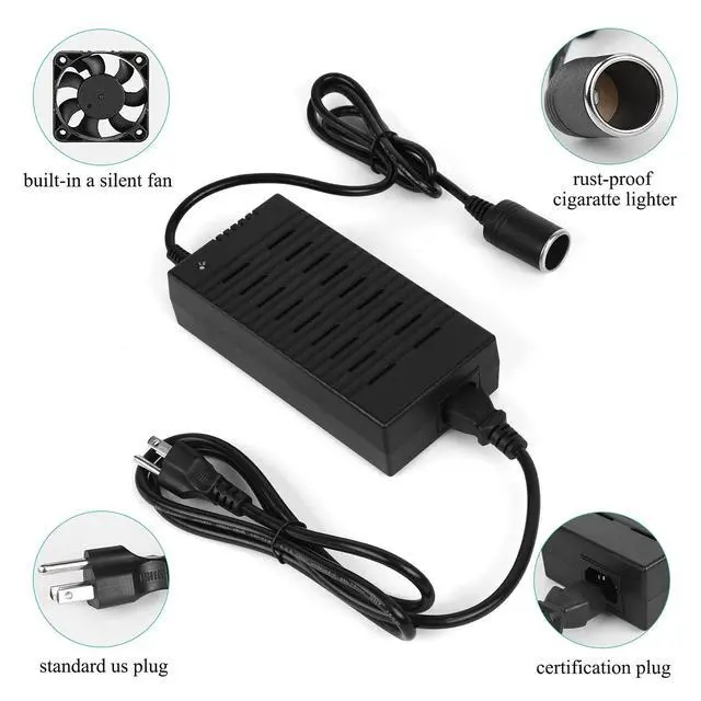 Alt view image 3 of 7 - AC to DC Converter, JRing 110-220V to 12V 15A 180W Car Cigarette Lighter Socket Power Adapter for Car Refrigerator Car Vacuum Tire Inflator and Other Car Devices