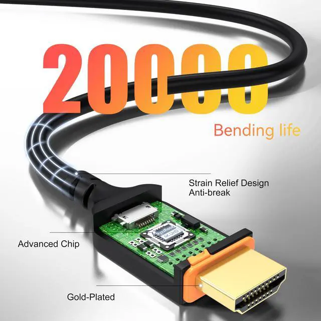 Alt view image 6 of 7 - 4K HDMI Cable 0.5FT 2-Pack, 6 Inch High Speed 18Gbps HDMI 2.0 Cord, Support 4K@60Hz / 2K@144Hz, HDR10, Dolby, ARC, HDCP 2.2 for TV, Monitor, PC, Laptop, HDMI Switch, HDMI Splitter, KVM, Projector