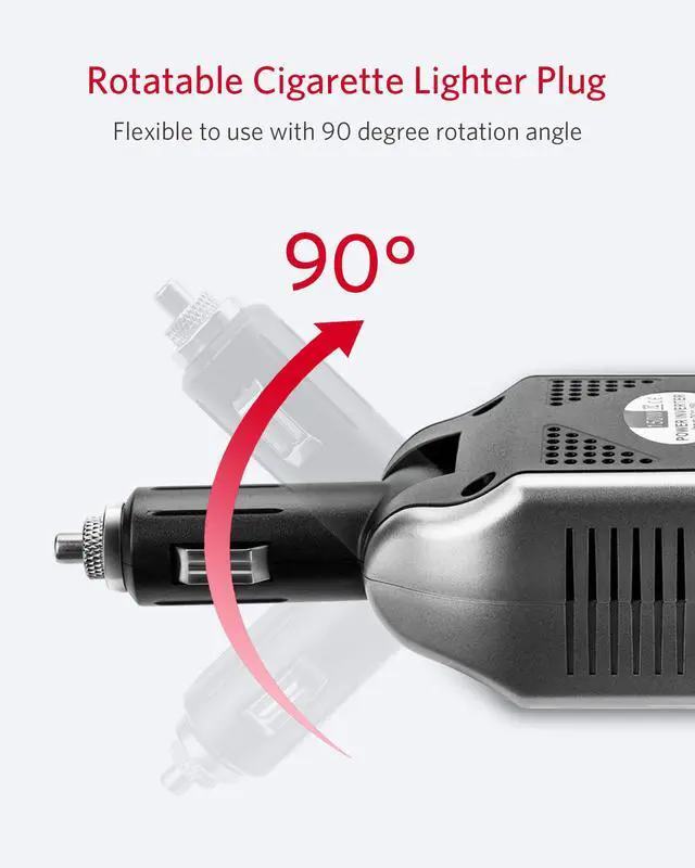 Alt view image 4 of 7 - 150W Power Inverter 12V to 110V Voltage Converter Car Charger Power Adapter with 3.1A Dual USB Charging Ports, Rotatable Plug & Safety Protection for Road Trip, Camping, Laptop